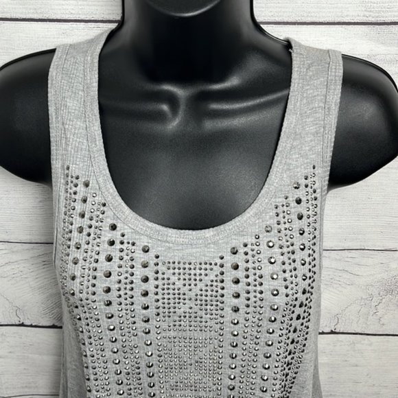 Be. Vocal Small gray tank top rhinestones dazzled women’s - Picture 4 of 7